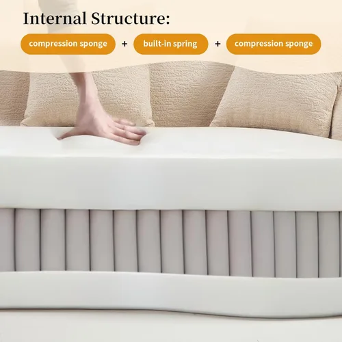 Vista 5 de Sofá modular curvado de 98.8 pulgadas con diván, sofá en forma de L, sofá deshuesado en forma de L para sala de estar, tela de felpilla de grano