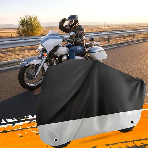 Vista 6 de Funda Impermeable para Motocicleta Protección al Aire Libre con Orificios para Candado y Bolsa de Almacenamiento Se Adapta a Motocicletas de hasta
