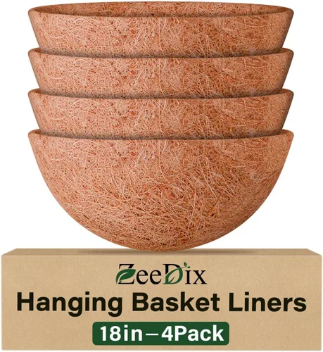 Vista 17 de ZeeDix Paquete de 3 forros de coco de 12 pulgadas para maceteros, revestimientos redondos para cestas colgantes 100% naturales, cesta de coco
