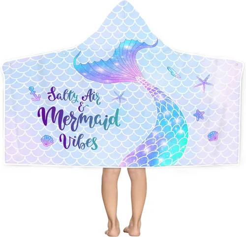 Vista 26 de Bonsai Tree Toalla de playa con capucha de tiburón para niños, toalla de baño con capucha de peces marinos frescos para niños, divertidos animales