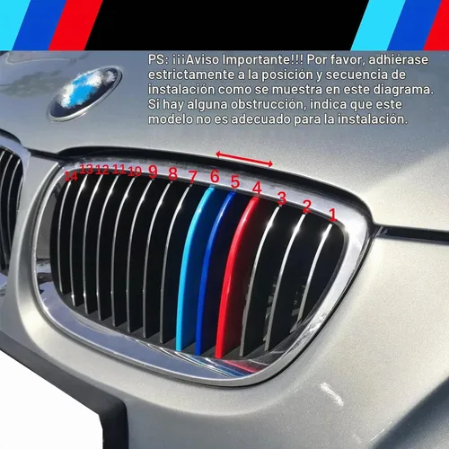 Vista 3 de Insertos de Parrilla Automotriz para BMW Serie 3 E92 E93 320i 325i 330i 335i 2006-2009 (Solo Compatible con 14 Vigas), Accesorios de Parrilla Frontal