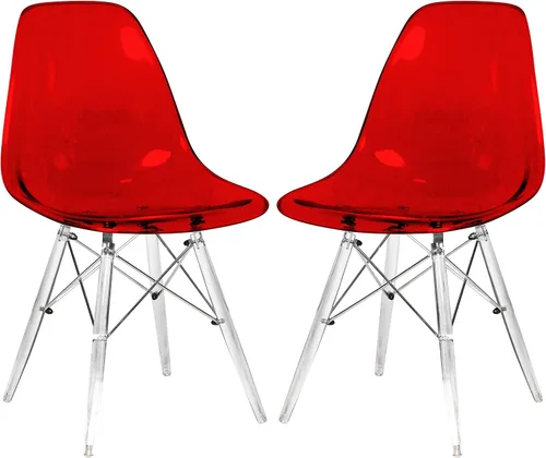 Vista 19 de LeisureMod Cresco - Silla de comedor moldeada moderna con base Eiffel cromada y patas de soporte acrílicas en forma de X, silla auxiliar ergonómica