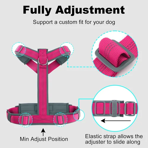Vista 40 de Arnés para perro Plutus Pet sin tirón, arnés ajustable de nylon con acolchado suave, arnés para perro reflectante y resistente para perros pequeños