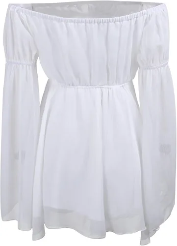 Vista 5 de pbnbp Vestido renacentista con hombros descubiertos para mujer, vestido con corsés, manga acampanada, mini vestido de Halloween ajustado y acampanado