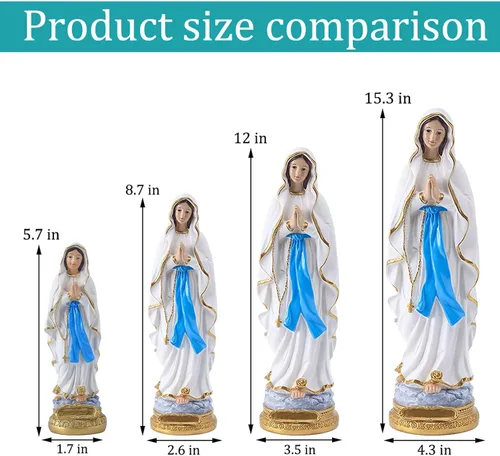 Vista 2 de Lourdes - Estatua de Virgen María, estatuas católicas de 5.7 pulgadas, estatuas de resina de regalo católico, adecuadas para decoración religiosa