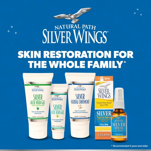 Vista 6 de Natural Path Silver Wings Silver 250ppm Ungüento herbario 1.5 oz. Curación y nutrición de la piel