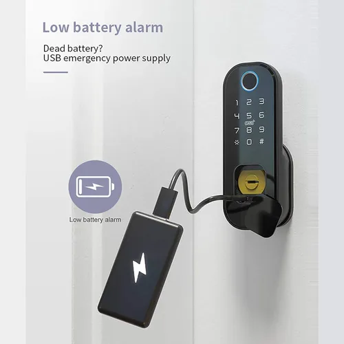 Vista 4 de Cerradura de puerta inteligente con huella dactilar AloveH, aplicación TTLock Entrada sin llave, cerradura de puerta con teclado, IPX5 Cerradura