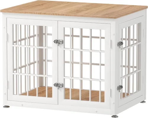 Vista 10 de rehomerance Mueble de jaula de perro resistente de 26 pulgadas para perros pequeños, mesa auxiliar decorativa para casa de mascotas, muebles de Negro