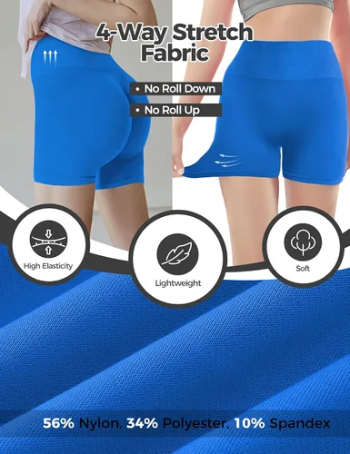 Vista 5 de Pantalones cortos de gimnasio para mujer, pantalones cortos de entrenamiento de yoga sin costuras, cintura alta, levantamiento de glúteos