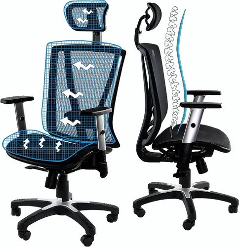 Vista 3 de Altura ergonómica ajustable, oficina en casa, malla, escritorio, soporte lumbar de computadora, alivio de espalda, cómoda silla transpirable, 52