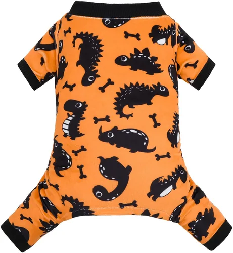 Vista 26 de CuteBone - Pijama de Halloween para perro, enterizos para cachorros, ropa suave para gatos, abrigo de Navidad para mascotas, cómodo traje de cuerpo