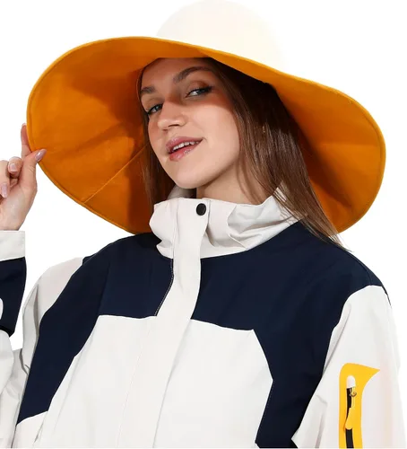 Vista 9 de Sombrero de pescador de algodón para mujer, reversible, de ala ultra ancha, plegable, protección UV, verano, viajes, UPF 50+ Caqui