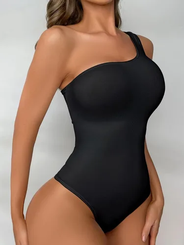 Vista 3 de COZYEASE Body moldeador de una pieza para mujer, con un hombro y tanga de alta elasticidad