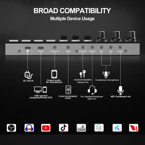 Vista 7 de Paquete de Equipo para Podcast, Micrófono de Condensador de 48V con Interfaz de Audio de Transmisión para Grabación de Podcasting, Transmisión