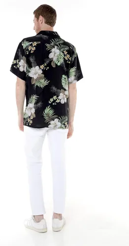 Vista 5 de Camisa o kimono hawaiano para parejas emparejables en Pineapple Garden Negro