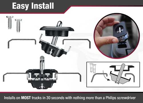 Vista 9 de Bull Ring - Amarres retráctiles para caja de camioneta ajustables para Ford F150 2015-25, Super Duty 2017-25, Raptor 2017-25 – Ajuste empotrado
