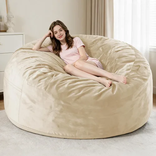 Vista 44 de Sillón puff de 3 pies Sillón estilo puff grande de 3 pulgadas con relleno de espuma viscoelástica, sofá suave con funda de terciopelo holandés