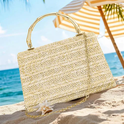 Vista 3 de Larcenciel Bolsos de noche para mujer, bolso de mano de noche con asa superior con purpurina con cadena para fiesta, graduación, boda, cóctel club