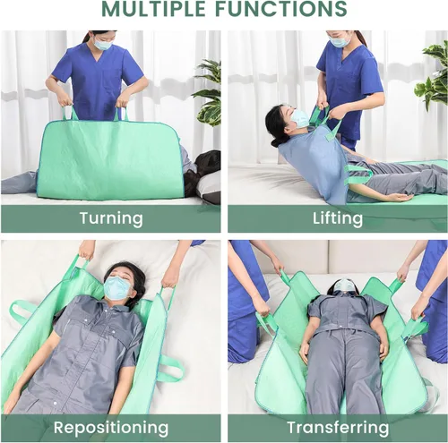 Vista 5 de Almohadilla de cama de posicionamiento con asas, secado rápido, almohadillas para incontinencia de 6 asas, lavables, impermeables, reutilizables