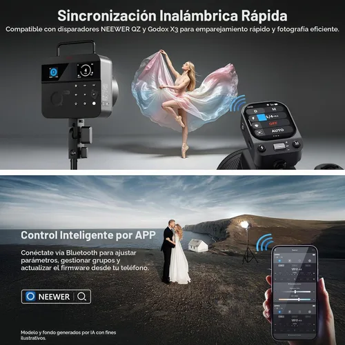 Vista 8 de NEEWER Estroboscópico de flash de estudio Q4PRO 400Ws 2.4G TTL