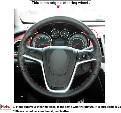 Vista 3 de Ajuste para Opel Zafira (C) 2011-2016, cubierta del volante del coche, cubierta negra del volante del coche, cubierta del volante cosida a mano