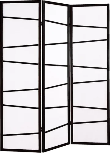 Vista 2 de Roundhill Furniture Divisor de habitación con pantalla de 3 paneles, color negro