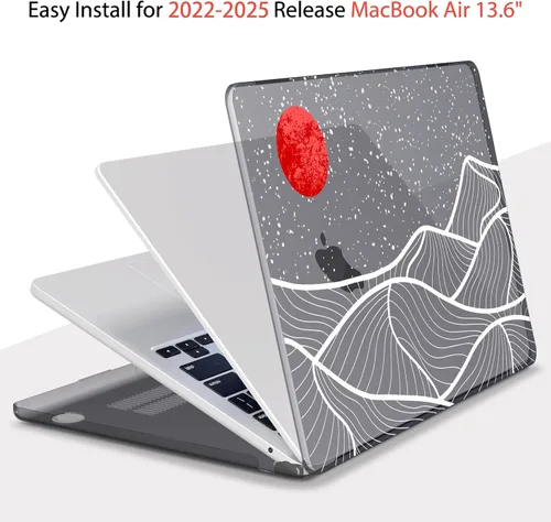 Vista 5 de Teryeefi Funda rígida para MacBook Air M3, M2, M4, MacBook Air de 13 pulgadas 2025, 2024, 2023, 2022, versión A3240, A3113, A2681, carcasa rígida