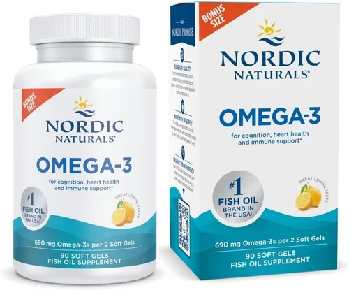 Vista 11 de Nordic Naturals Omega-3, sabor a limón, 60 geles suaves, 690 mg de omega-3, aceite de pescado, EPA y DHA, apoyo inmunológico, salud del cerebro