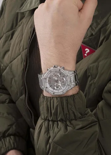 Vista 6 de GUESS Men's Dress Octagonal Crystal Multifunction 44mm Watch