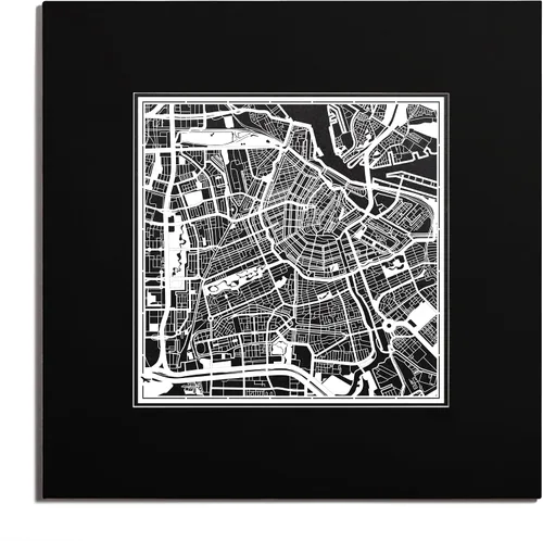 Vista 135 de O3 Design Studio Mapa de corte de papel de París, color negro mate, 20 x 20 pulgadas, arte en papel