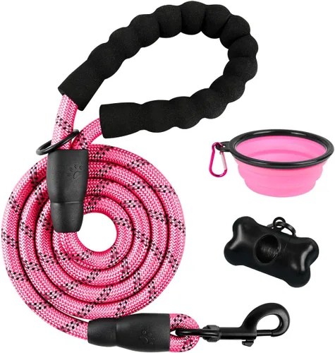 Vista 19 de BARKBAY - Correas para perros grandes, resistentes, de 4/5/6 pies, con cómoda asa acolchada y hilos altamente reflectantes para perros medianos