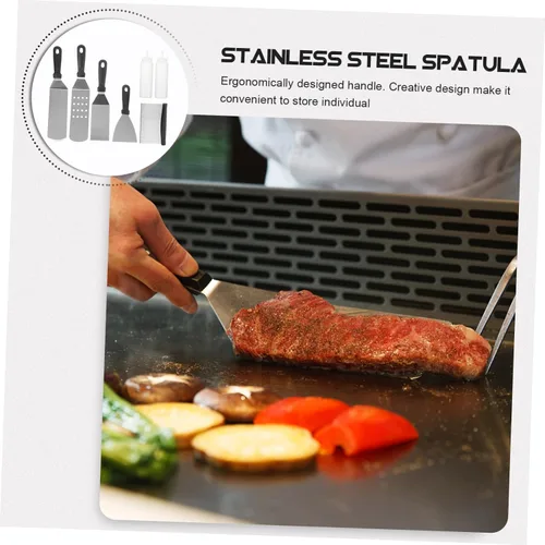 Vista 8 de Espátula para barbacoa, kit de herramientas para cocinar, raspador de plancha, accesorios para barbacoa para el día del padre