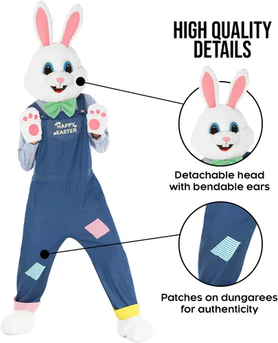 Vista 3 de Morph Disfraces de conejo de Pascua para adultos, disfraz de cabeza de conejo de Pascua