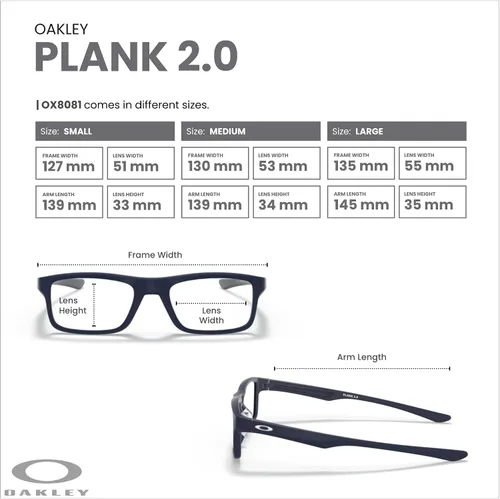 Vista 10 de Oakley Plank 2.0 OX8081 - Lentes rectangulares para hombre y mujer, kit de correa de accesorios, bolsa de microfibra
