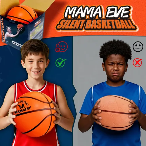 Vista 5 de Silent Basketball Size 7-Size 5-Size 3, New Upgraded Grooved Airless Indoor Basketball, Real Feel & Bounce Like Official Ball, Quiet Dribbling