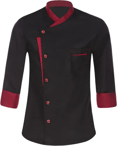 Vista 5 de Abrigo de chef unisex para hombre, chaqueta de chef de trabajo de doble botonadura