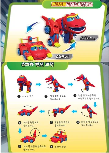Vista 2 de Go Go Dino REX TOMO Viki PING LOCKY y Storm Transformation Dinosaur Mini Robot Set de 6