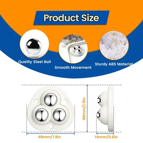 Vista 2 de Mini ruedas giratorias de 360 grados, rodillo giratorio autoadhesivo para pequeños electrodomésticos de cocina, caja de almacenamiento, bote
