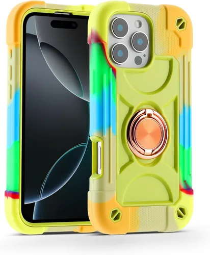 Vista 71 de MARKILL Funda compatible con iPhone 14 Pro de 6.1 pulgadas con soporte de anillo integrado, protección contra caídas de grado militar, carcasa Palta