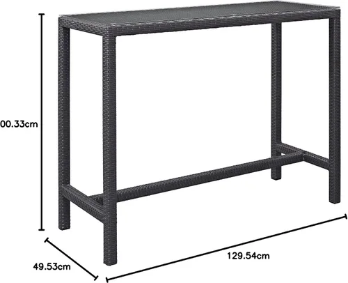 Vista 4 de Modway Convene - Mesa rectangular de mimbre para patio al aire libre, color espresso