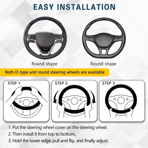 Vista 6 de Funda para Volante de Auto, Accesorios para Volante, Funda Universal de 15 Pulgadas de Microfibra Transpirable LCE de Seda, Protector Universal