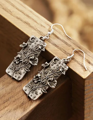 Vista 2 de HAQUIL Pendientes colgantes retro vintage, regalo de joyería para mujer, Zinc, No es una piedra preciosa