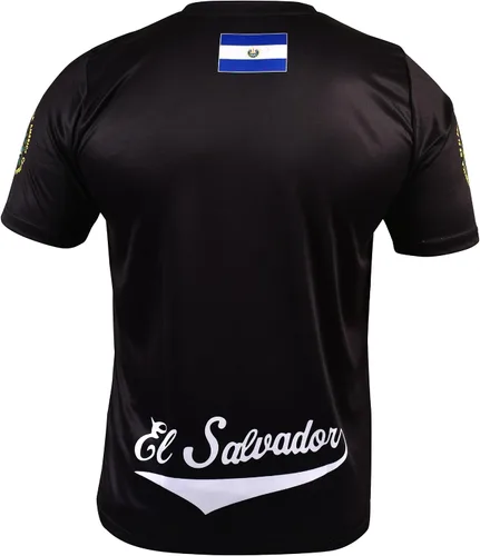 Vista 3 de Fury Camiseta de fútbol El Salvador - Camisa unisex blanca y negra para todos los salvadoreños
