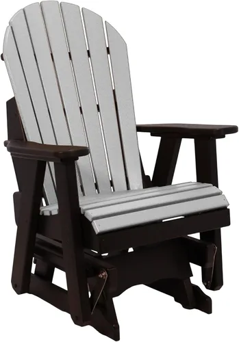 Vista 48 de Silla mecedora Aruba Adirondack de 2 pies, fabricada en Amish, madera de polietileno para exteriores, accesorios de acero inoxidable, fabricada