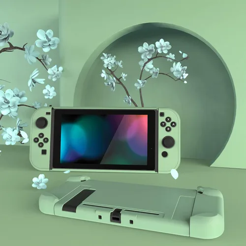 Vista 4 de eXtremeRate PlayVital Back Cover for Nintendo Switch Console, NS Joycon Handheld Controller Separable Protector Hard Shell, Customized Dockable