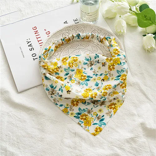 Vista 23 de Pañuelo elástico para el cabello, bandanas para el cabello, bufanda de lunares para mujeres y niñas (flor de satén retro)