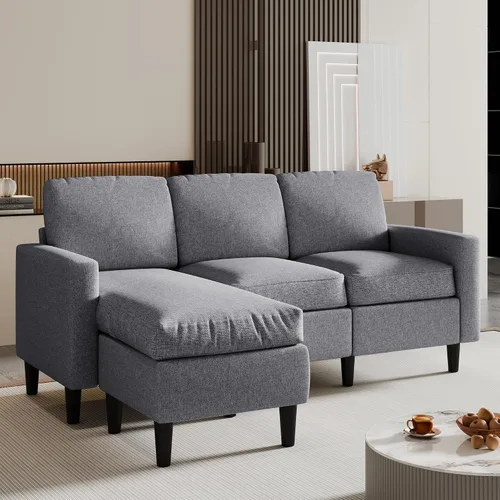 Vista 10 de Sofá modular para sala de estar, sofá reversible de 3 plazas con otomana convertible, sofás modernos en forma de L para apartamentos pequeños