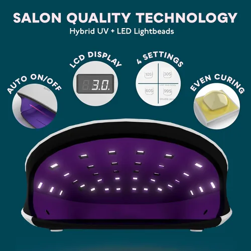 Vista 2 de Secador de uñas con gel con LED de 48 W UV y sensor (blanco), de Sunuv