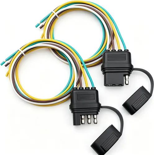 Vista 12 de 2 paquetes de 25 pulgadas, 4 vías, 18 AWG, 4 puntas, arnés de cableado para remolque, conector de repuesto de extremo macho para cable de enganche