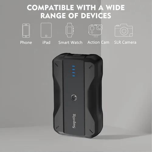 Vista 2 de Suptig Cargador portátil de 9000 mAh batería Banco de energía compatible para Gopro, Canon, Nikon, DJI osmo, Insta 360, Akaso More Cámara, teléfono